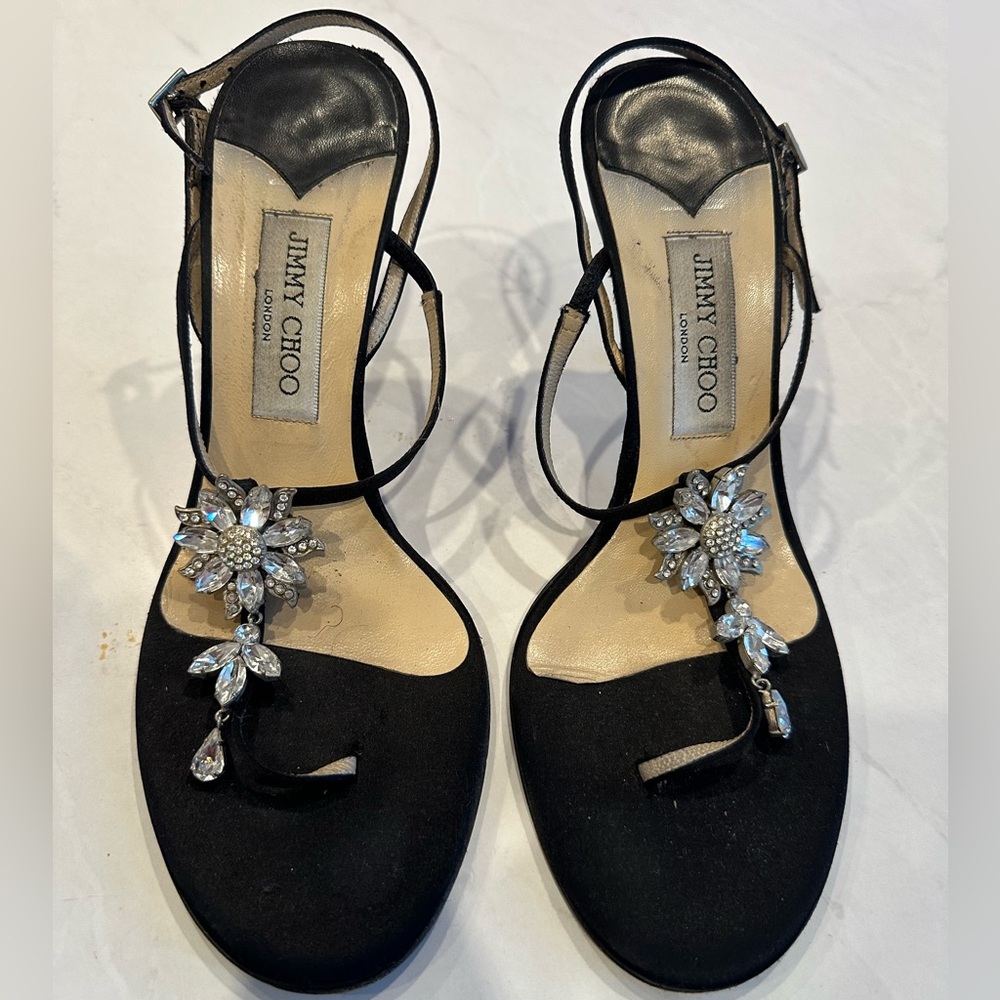 Jimmy Choo Black Jeweled Embellished Heels size 40